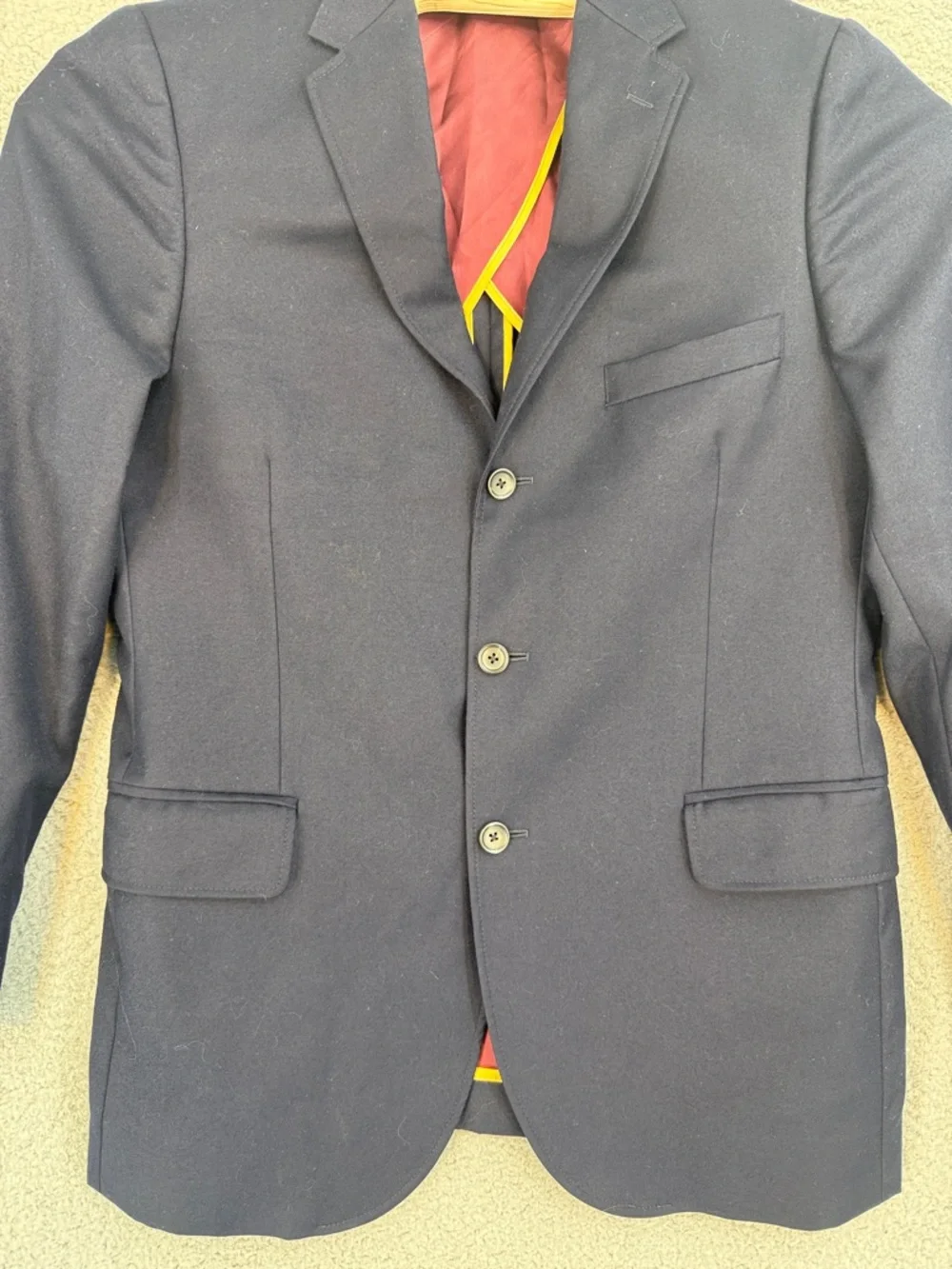 J. Crew Men's 40R Navy 3 button 100% Wool Blazer Classic Tailored Jacket